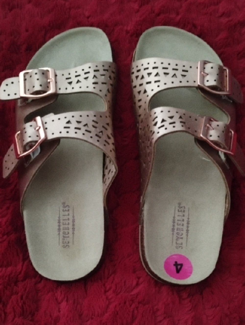 Seychelles Kids Double-Buckle Laser-Cut Sandals in Rose